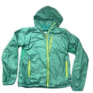 Mens Marmot Green Wind Jacket Rain Coat Size Large Full Zip Marmot Trail Jacket